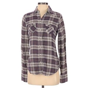 American Eagle Outfitters Plaid Button Up Shirt Purple White Size 2 XS AEO Fall